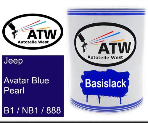 Jeep, Avatar Blue Pearl, B1 / NB1 / 888: 1L Lackdose, von ATW Autoteile West.